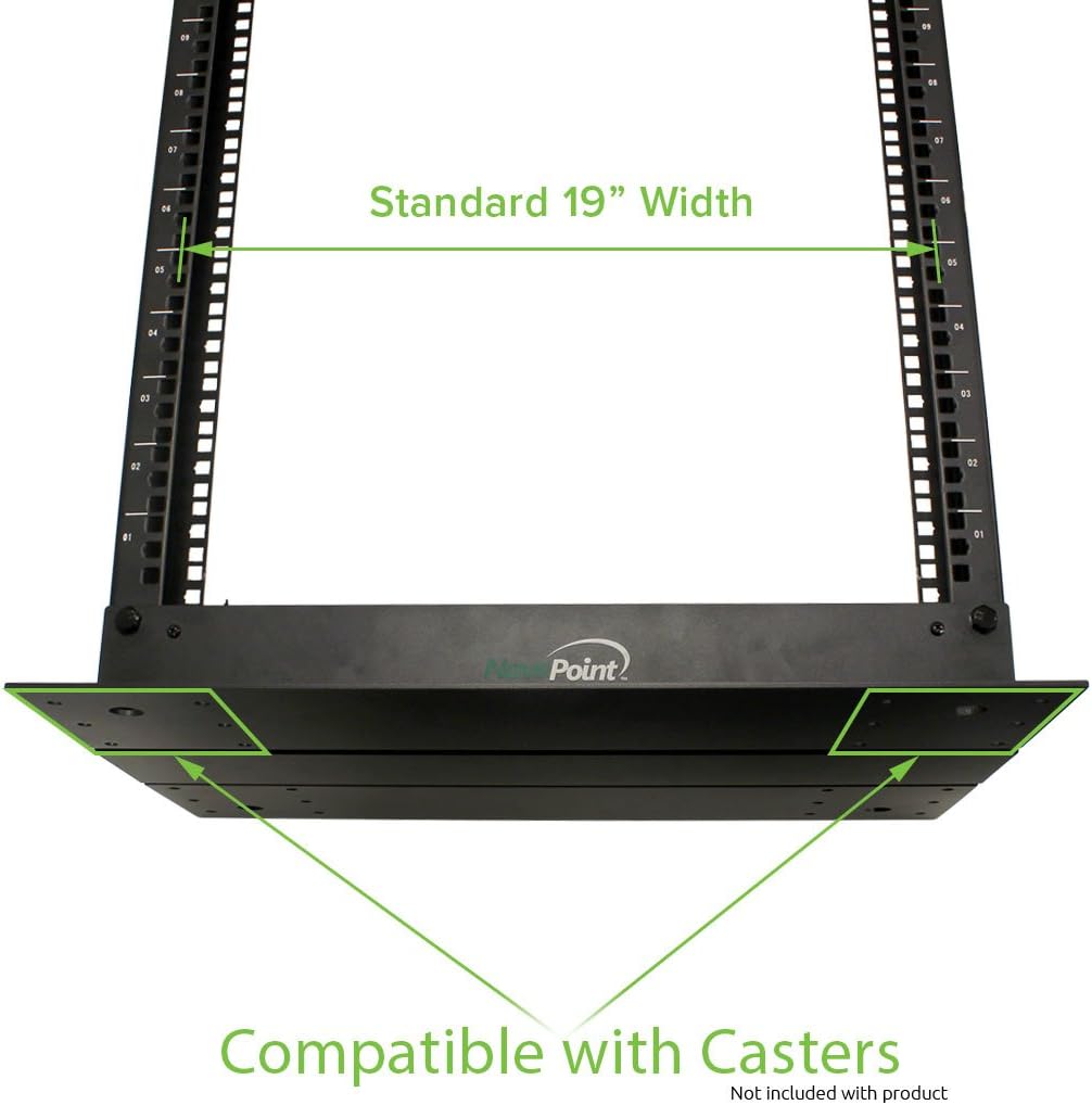 NavePoint 25U Professional 2-Post IT Open Frame Server Network Relay Rack 4.5 Feet Tall Black