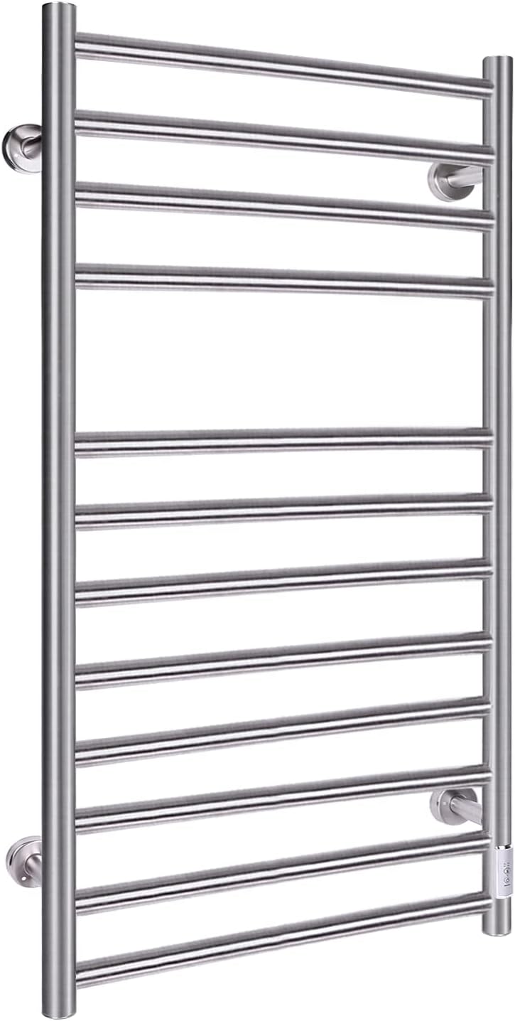 JXXM Heated Towel Warmer for Bathroom Wall Mounted Electric Hot Towel Racks Holder, 12 Bar Stainless Steel Drying Rack