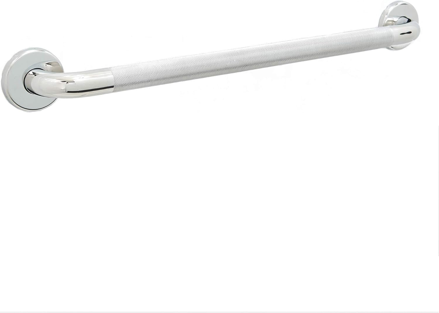 GBS Straight Grab Bar with Knurled Grip - Polished Chrome/Safety Mobility Aid/Home and Bath/Balance, Support and Slip Prevention Bathware/Durable Stainless Steel/Concealed Mount Flange/18 Inch Pack of 2
