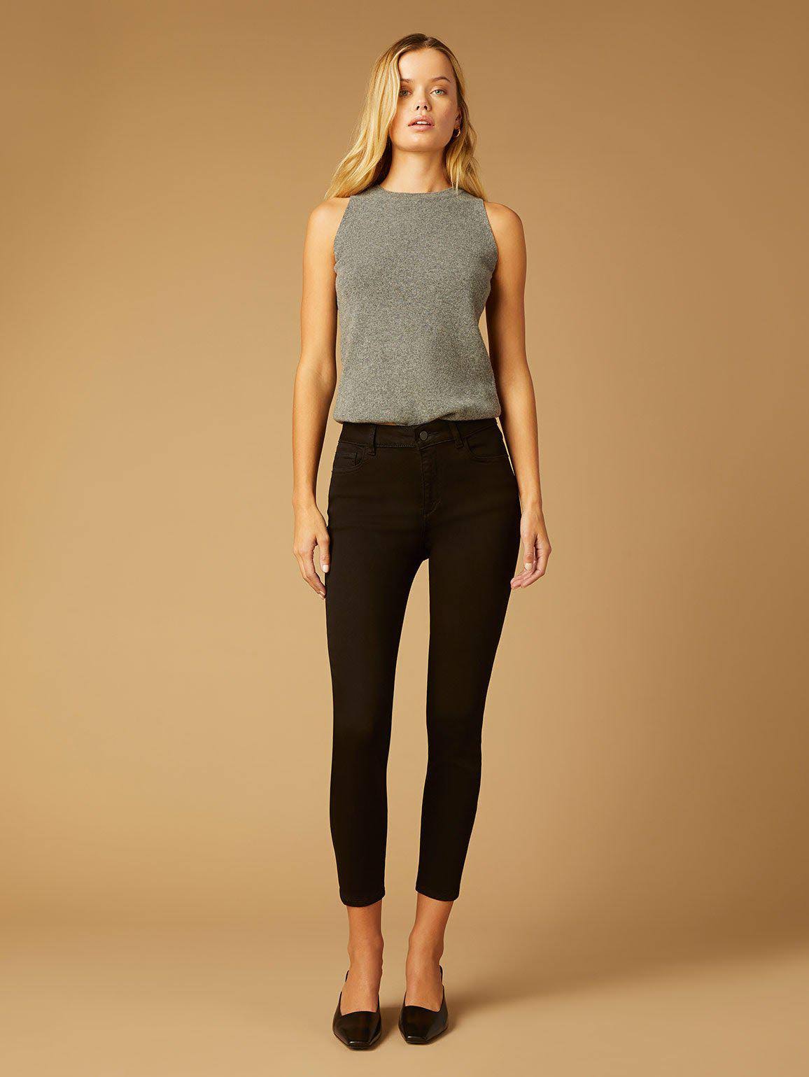 Dl1961 Florence Skinny Mid Rise Instasculpt Crop - Black - 34