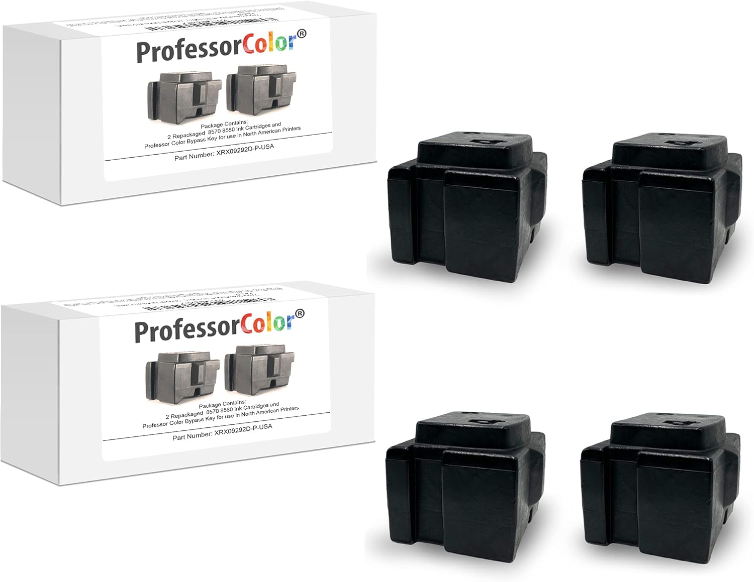ColorQube 8570 or ColorQube 8580 Ink Replaces 108R00926 108R00927 108R00928 108R00930 (10 Repackaged OEM Inks), Bundle Includes Professor Color Bypass Key for use in North American Printers