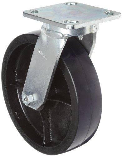 RWM Casters 65 Series Plate Caster Swivel Kingpinless Forged Steel Wheel Roller Bearing 1500 lbs Capacity 5 Dia 2 Width 6-1 Moun