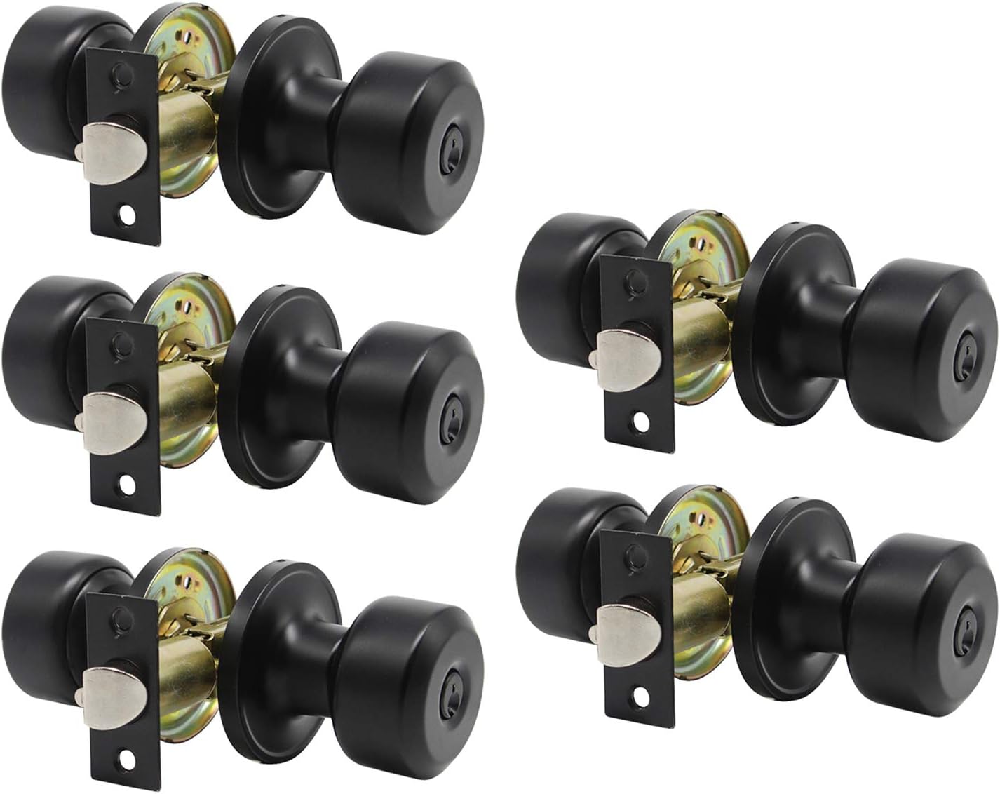 KNOBWELL 3 Pack Black Passage Door Knobs Interior, Classic Modern Door Knob Interior Door Knobs Set Durable Use, Matte Black Closet Door Knobs Pack of 2