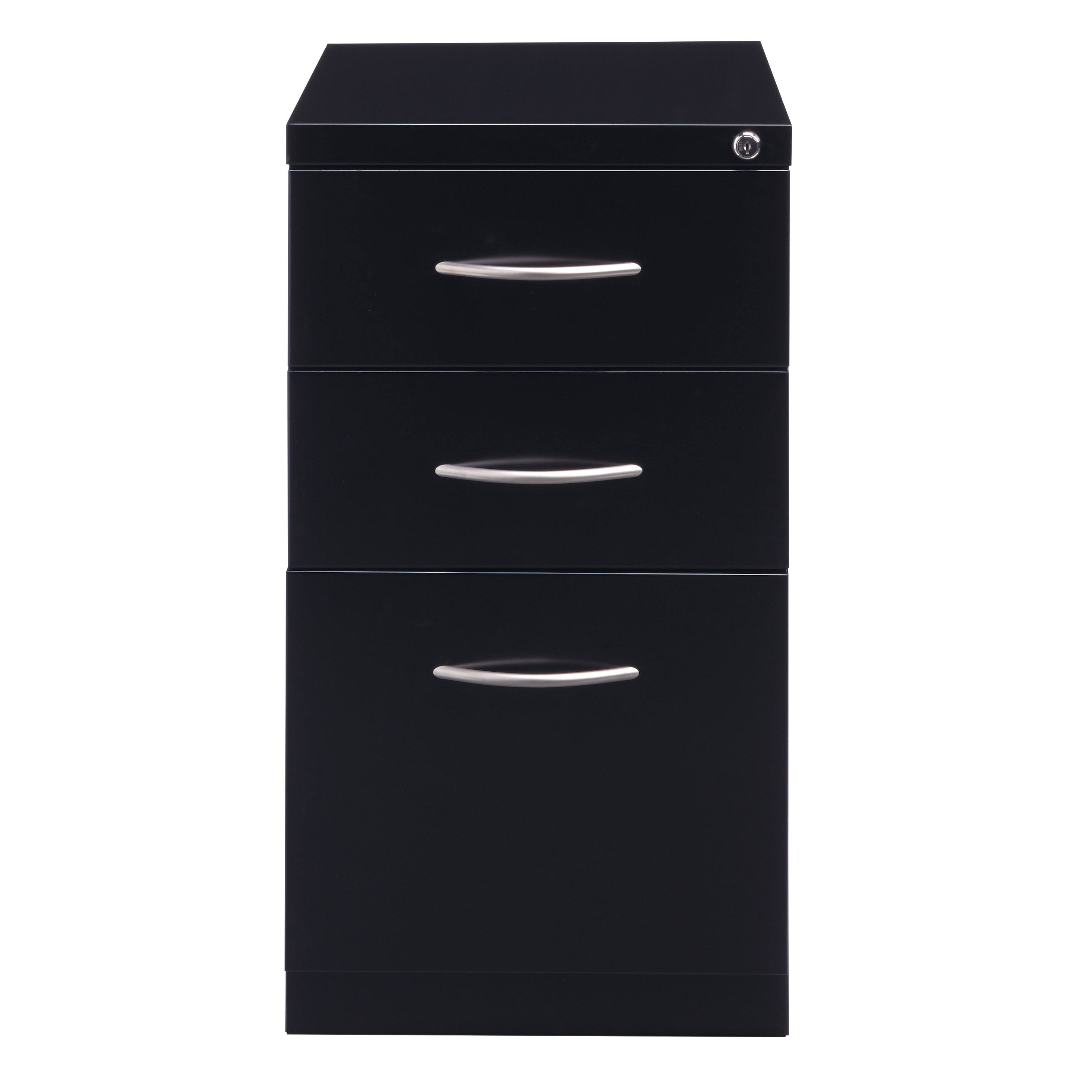 Hirsh 23-in Deep Mobile Pedestal File 3-Drawer Box/Box/File. Arch Pull. Black