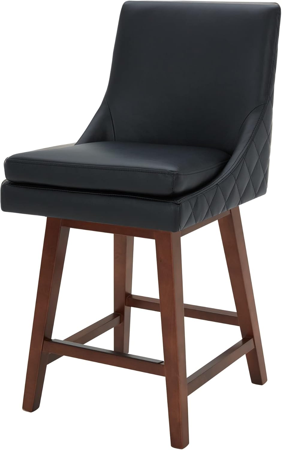 Spruce & Spring Contemporary Counter Height Bar Stools 360&deg; Swivel Barstools with Back Solid Wood Legs, 26 Inch，Grey