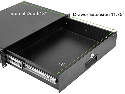 NavePoint Server Cabinet Case 19 Inch Rack Mount DJ Locking Lockable Deep Drawer with Key 2U