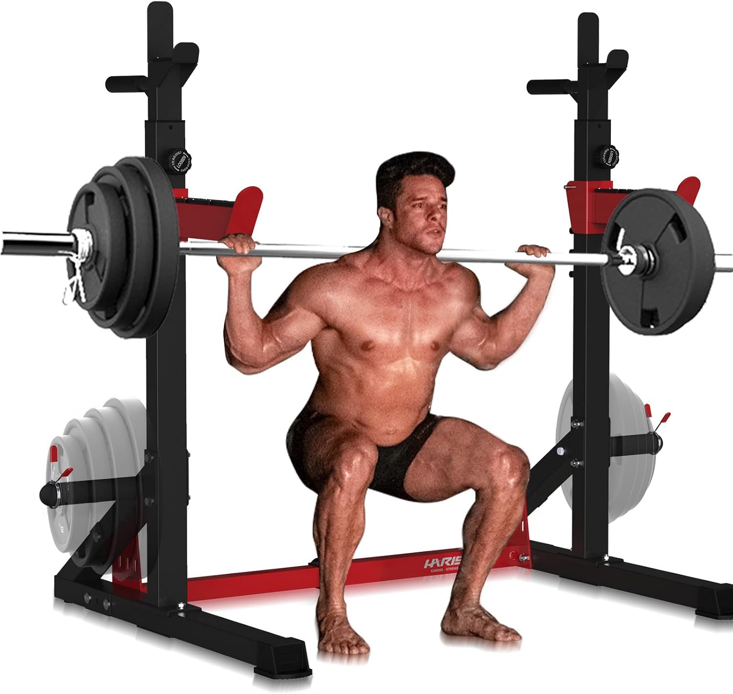 HARISON Squat Rack Adjustable Power Rack Heay Duty Bench Press Rack Stand Stable Dip Bar Station for Home Gym(HR-30812)