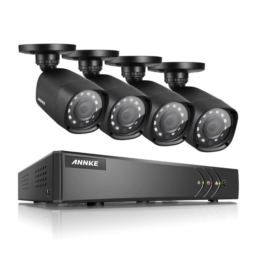 Annke 4-Channel Home Surveillance System Security Camera with No Hard Drive Disk, Black