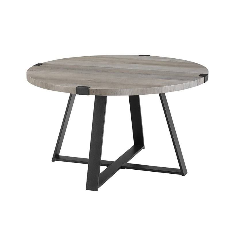 Pemberly Row 30 Metal Coffee Table in Gray Wash and Black - PR-1810202
