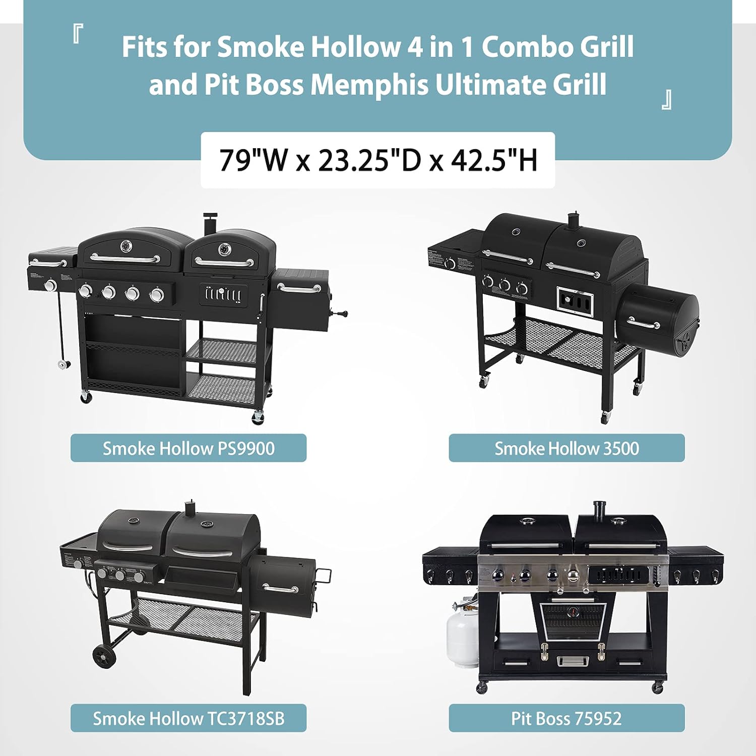 SHINESTAR Grill Cover for Smoke Hollow 4 in 1 Combo Grill PS9900, Pit Boss Memphis Ultimate Grill, 79 inch Waterproof BBQ Cover, All-Weather Protection Pack of 2