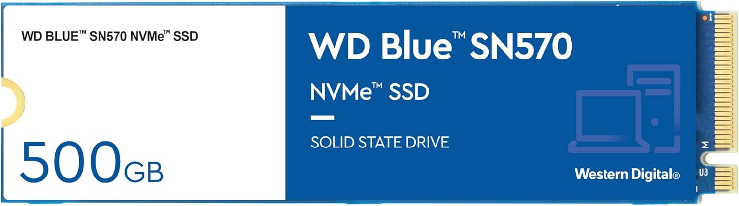 Western Digital 500GB WD Blue SN570 NVMe Internal Solid State Drive SSD - Gen3 x4 PCIe 8Gb/s, M.2 2280, Up to 3,500 MB/s - WDS500G3B0C Pack of 2