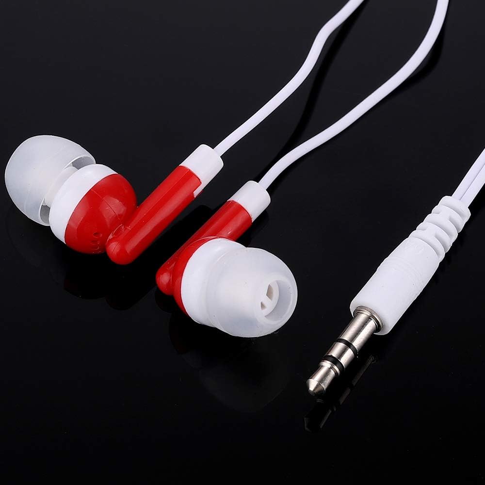 Wholesale Bulk Eearbuds Headphones 100 Pack for Kids,Classroom,Labs,Students and Adults (Red) Pack of 2