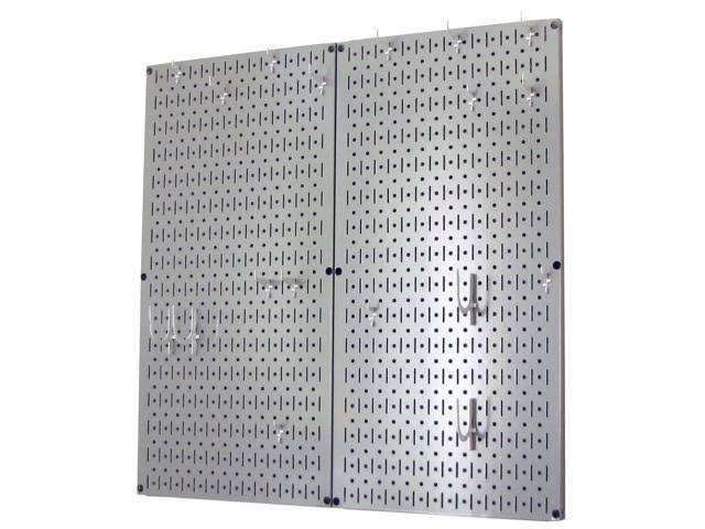 Wall Control Kitchen Pegboard Organizer Pots and Pans Pegboard Pack Storage and Organization Kit with Gray Pegboard and White Ac