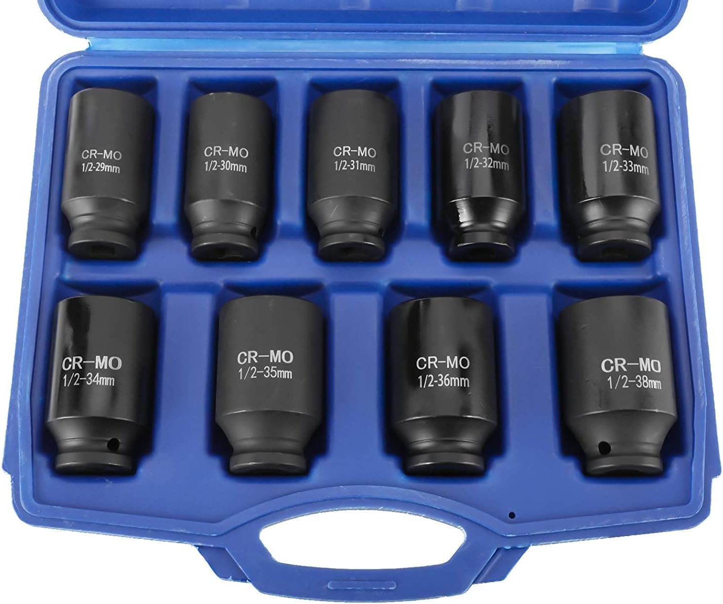 BTSHUB 9PCS 1/2-Inch Drive Deep Spindle Axle Nut Impact Socket Set, 1/2