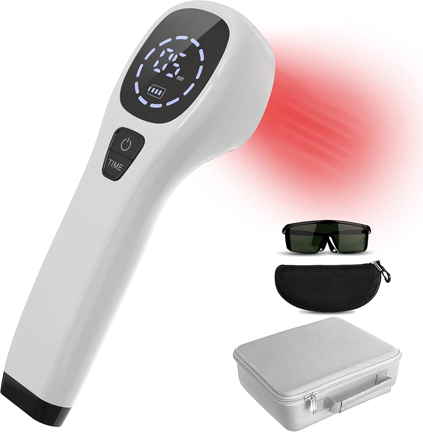 Handheld Red Light Device for Muscle Reliever,Knee,Back,Pain Relief Device with 12x650nm and 4x808nm,Equipped with Goggle