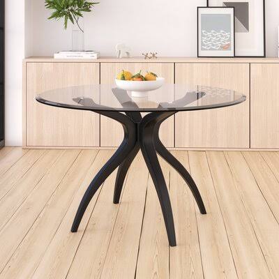 Elderton Dining Table Mercury Row Table Base Color: Black