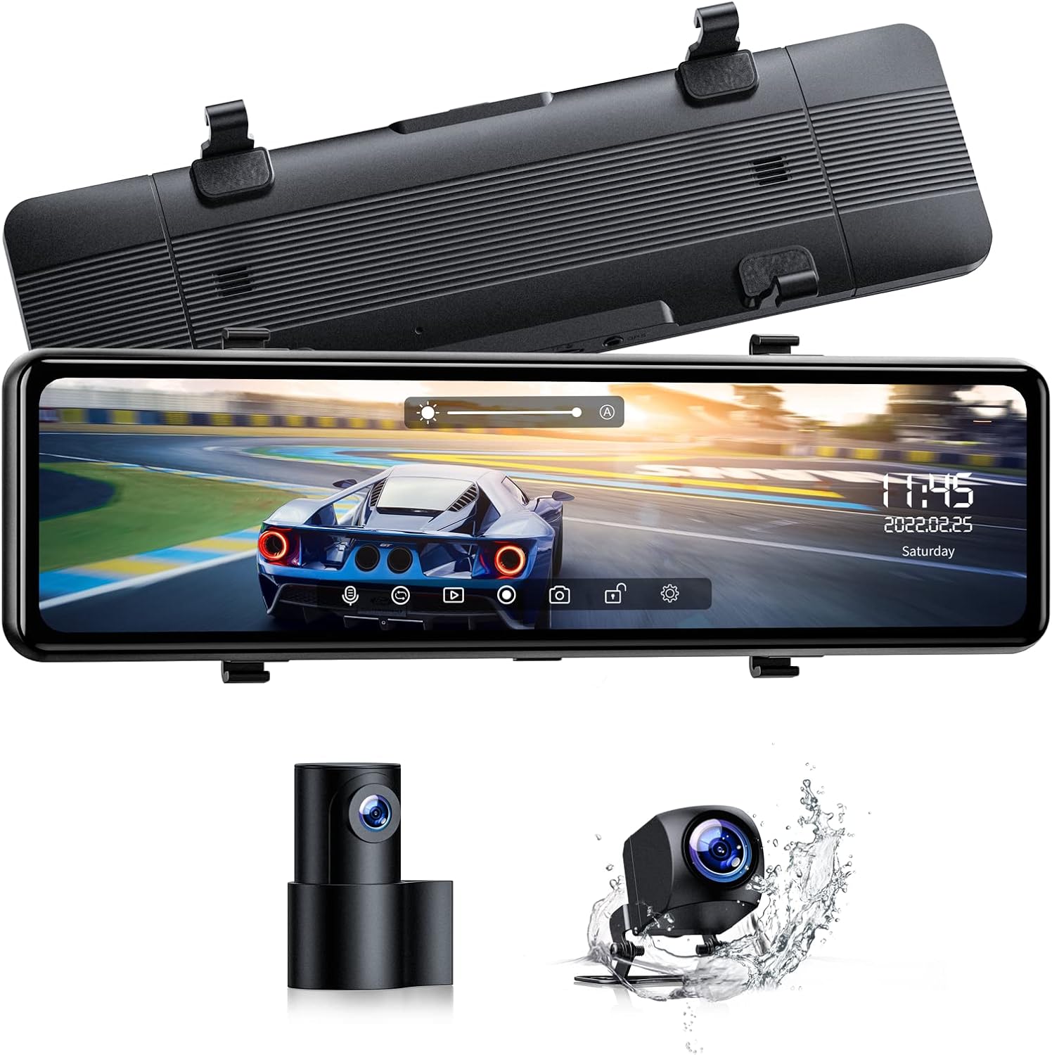 Mirror Dash Cam 11&rdquo; with Adjustable Front Camera, Waterproof Rear View Mirror Backup Camera for Car, 170&deg; Wide Angle 1080P Touch Screen Dual Dash Cam w/s Night Vision, Parking Assistance