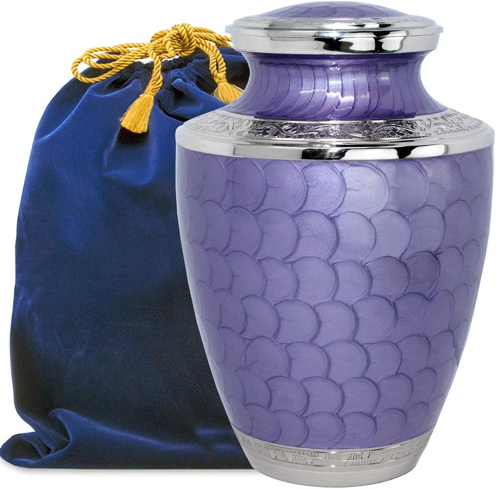 Eternal Peace Beautiful Lavender Adult Cremation Urn for Human Ashes - A Gorgeous Large Urn, Dazzling to See and Hold and Will Bring Comfort Every Time You See This Loving Urn - with Velvet Bag