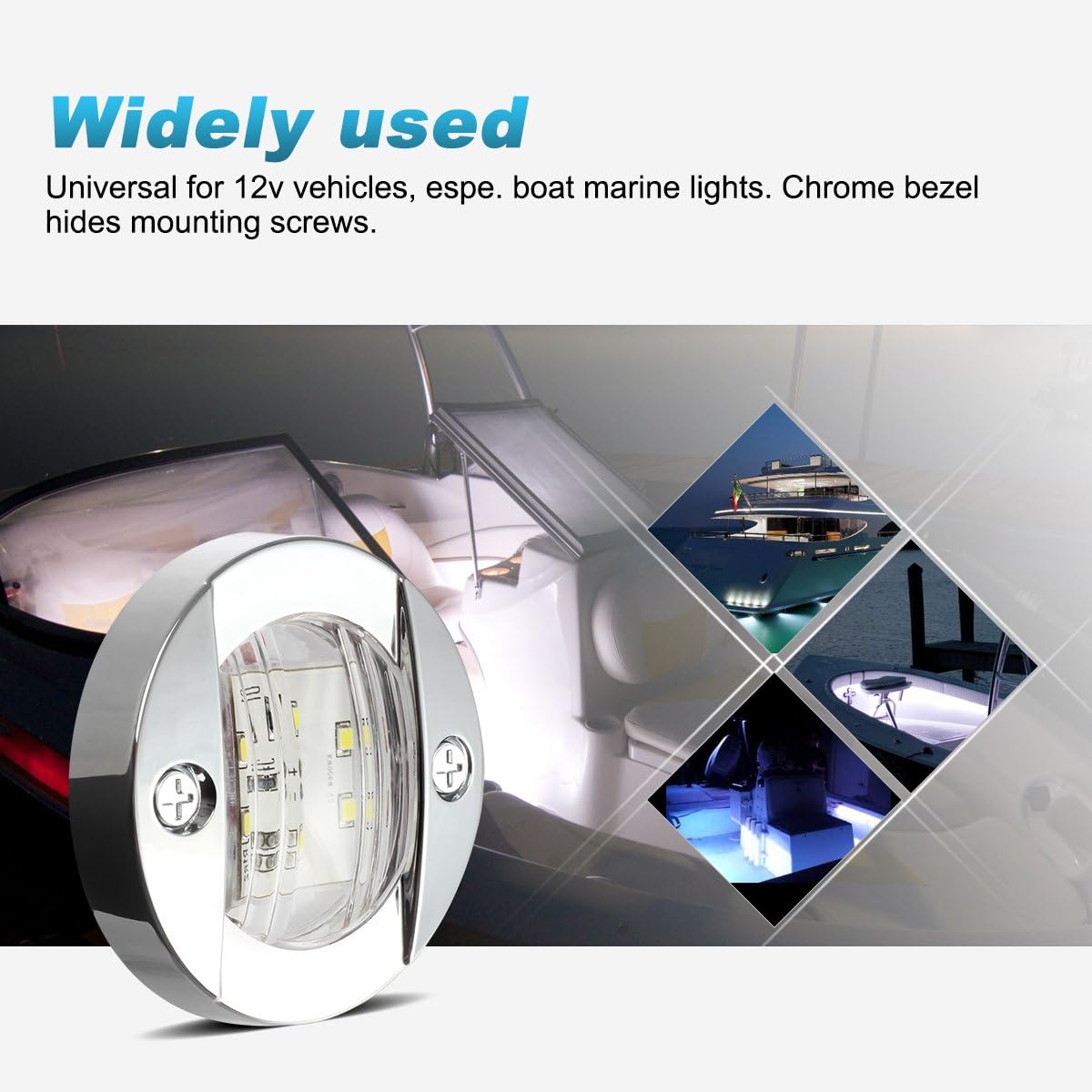 Partsam 3 inch 12V Round Marine Navigation Light Chrome Boat LED Transom Mount Stern Anchor Lights Flush Mount, IP68 Submersible, 12V Boat Marine Round Led Cockpit Lights (Pack of 10) Pack of 2