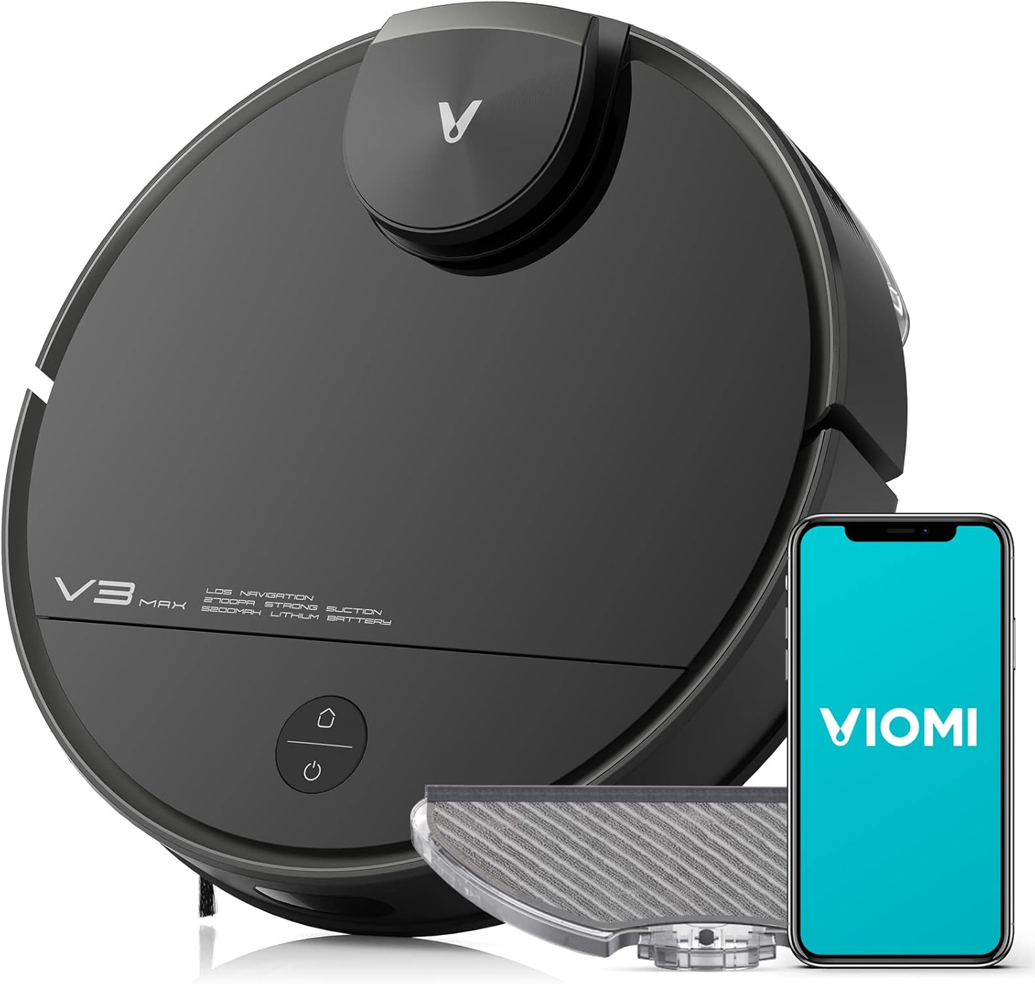 VIOMI V3 Max Robot Vacuum Cleaner, Robot Vacuum and Mop Lidar Navigation 2700Pa 300 Min Runtime Self-Charging, Sweeping Robot Works with Alexa Google Assistant Ideal for Pet Hair, Carpets
