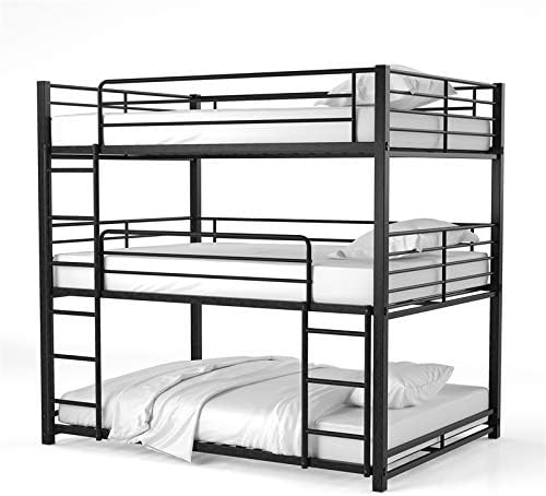 Furniture of America Botany Metal Twin Triple Bunk Bed in Sand Black
