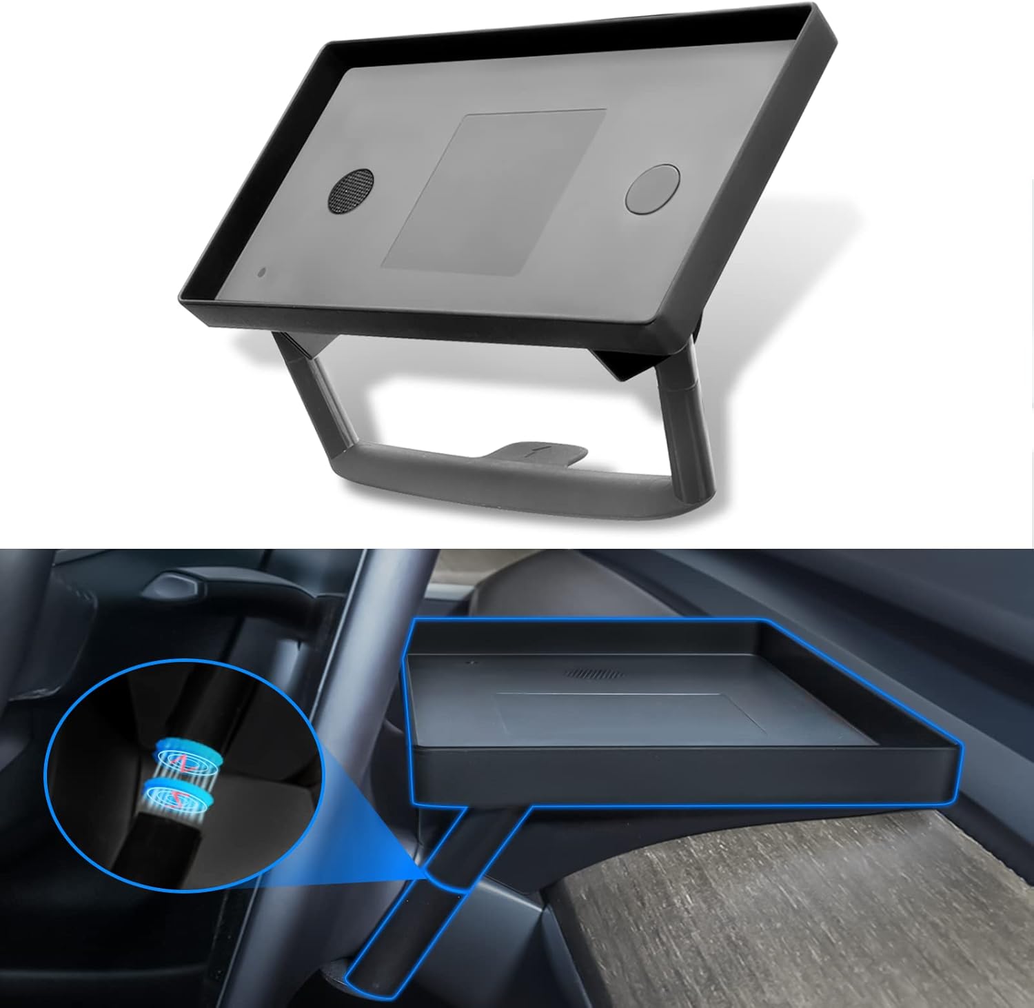 Klutchtech Tesla Model 3/Y Center Screen Console Tray Organizer Magnetic Behind Screen Storage Model 3/Y Tissue Holder Compatible With Tesla Model 3 Model Y Accessories