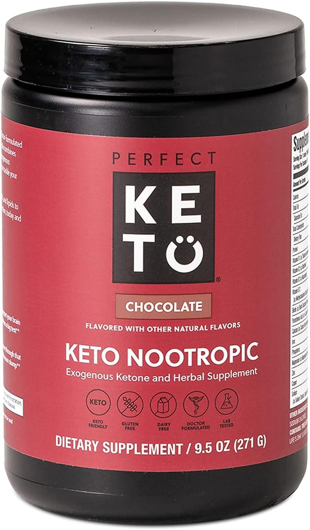 Perfect Keto Nootropic Brain Supplement: Enhance Focus and Energy, Boost Concentration, Improve Memory and Clarity - MCTs, Ketones, L-theanine, Ginkgo Biloba, Cat’s Claw, Alpha Lipoic Acid, and GPC Pack of 2