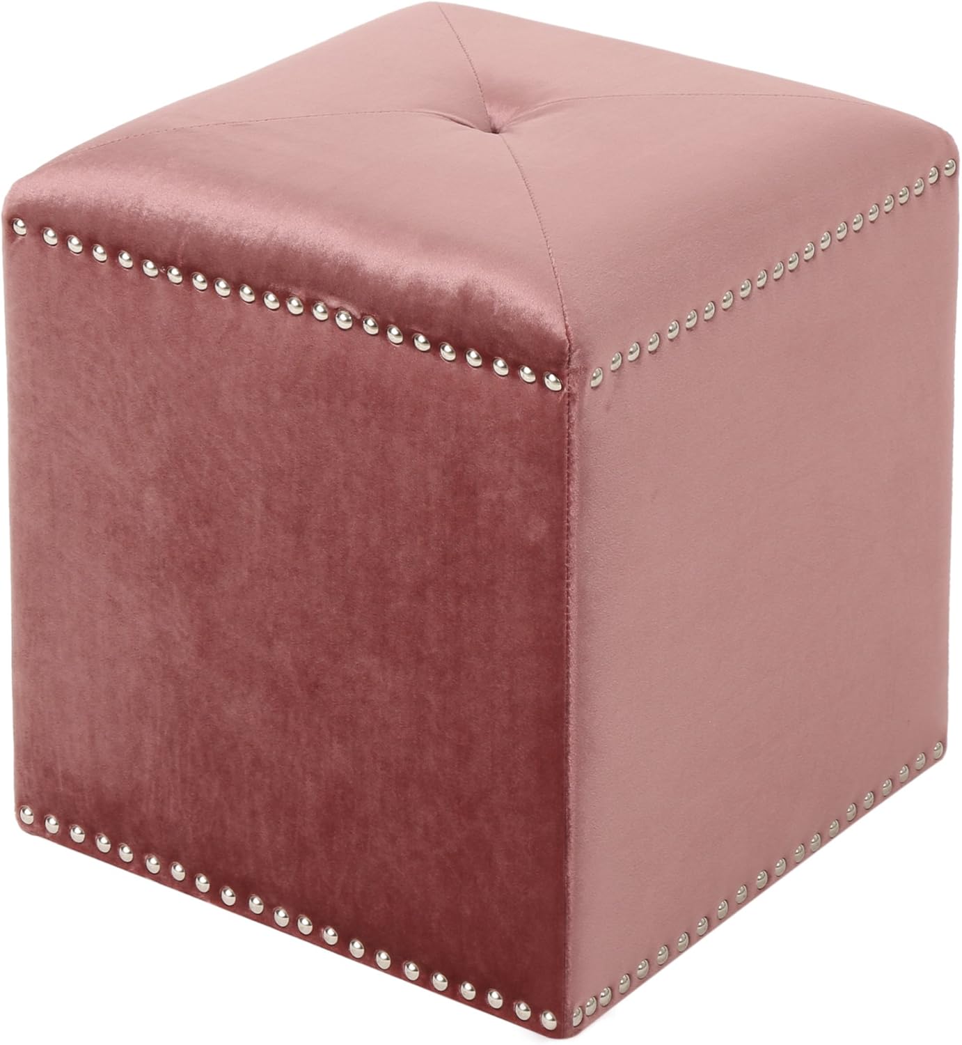 Christopher Knight Home Allen Glam Velvet Ottoman, Blush Pack of 2
