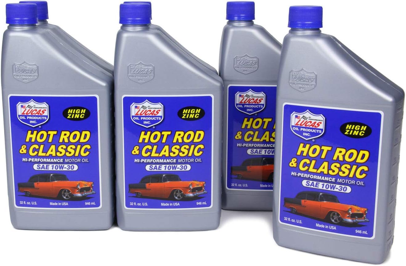 Lucas Oil 10687-6PK SAE 10W-30 Hot Rod and Classic Car High Performance Motor Oil - 1 Quart, (Case of 6) Pack of 2