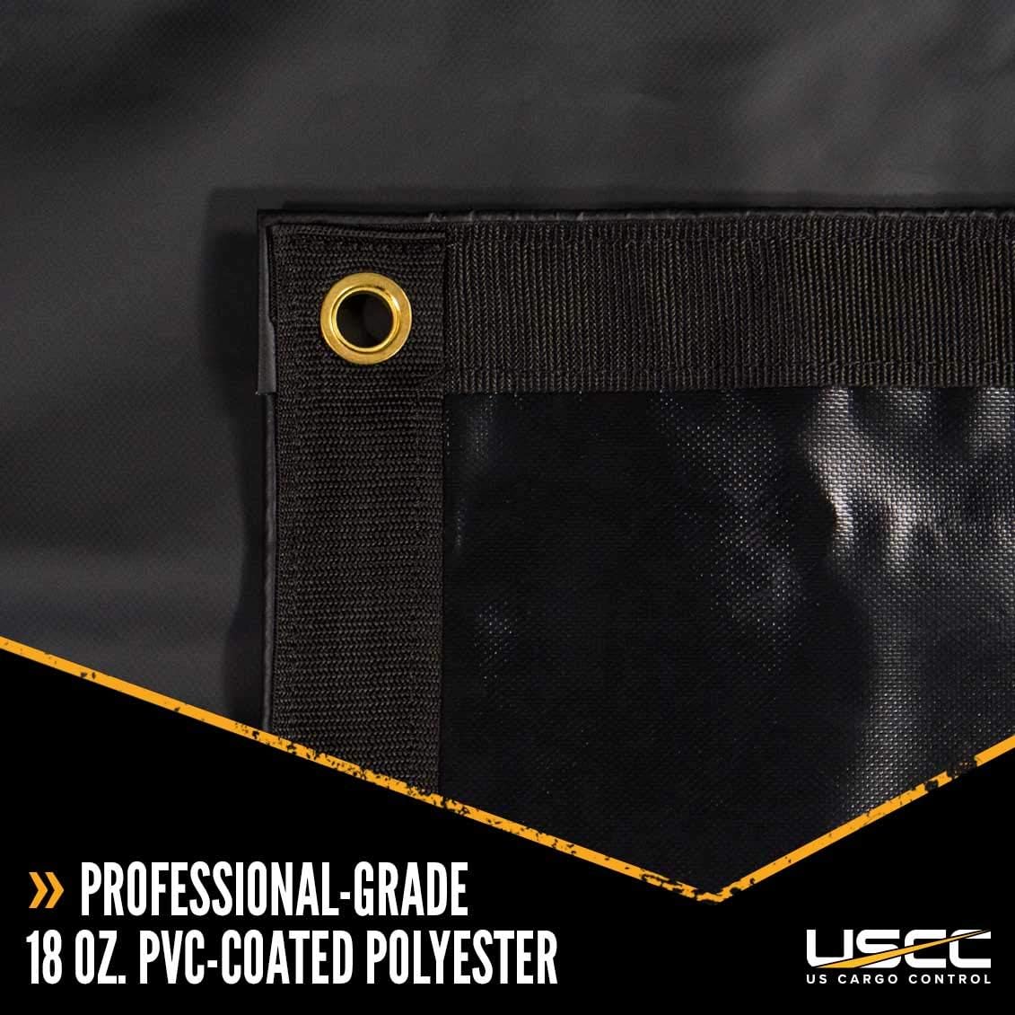 US Cargo Control Heavy Duty Lumber Tarp - 20 Feet x 28 Feet with 6 Foot Drop and Flap - Strong and Reliable Protection for Your Flatbed Trailer Cargo - 18 Ounce Black Trailer Tarp