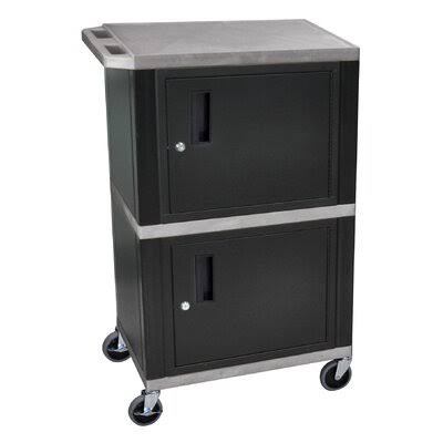 H. Wilson Company Mobile Printer Stand with Cabinet Storage, Black