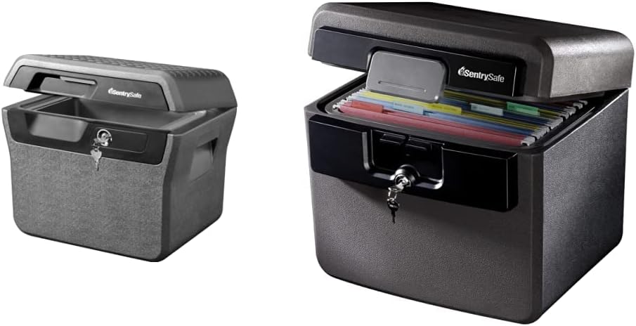 SentrySafe FHW40100 Fireproof Waterproof Box with Key Lock, 0.66 cu. ft & HD4100 Fireproof Safe and Waterproof Safe with Key Lock 0.65 Cubic Feet , black
