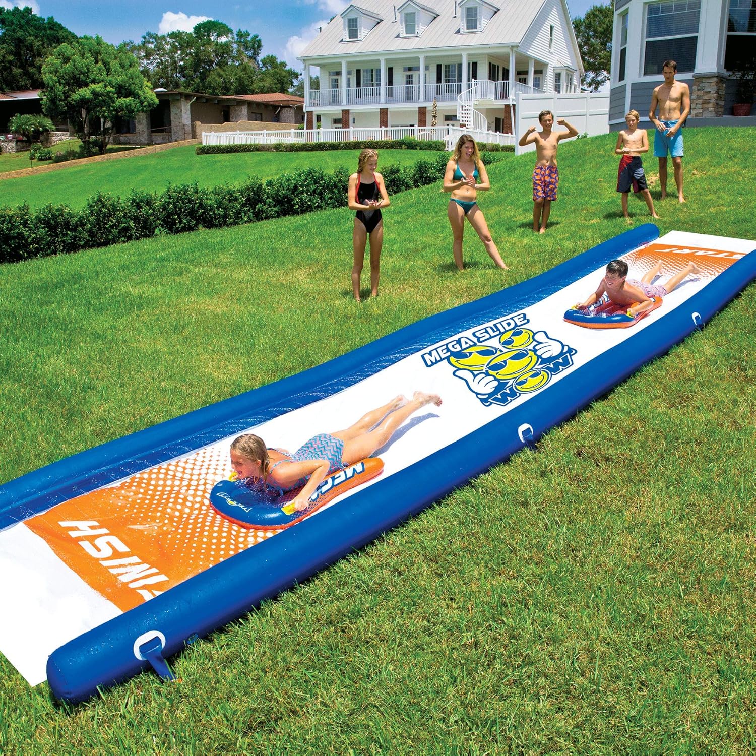 Wow World of Watersports Giant Backyard Waterslide, High Side Walls, Built in Sprinkler, 25 Feet x 6 Feet