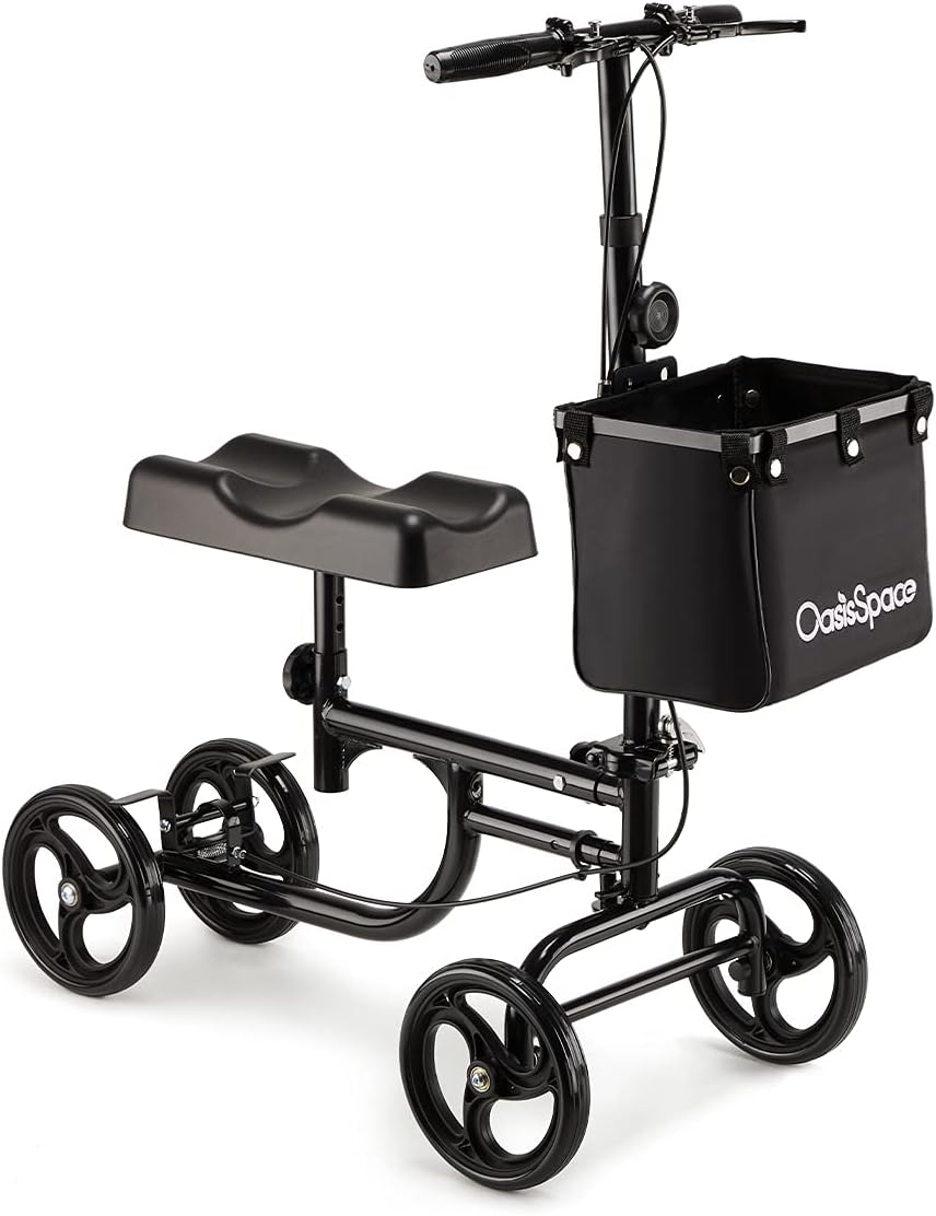 OasisSpace Small Size Foldable Knee Scooter Walker for Foot Injuries Ankles Surgery (Blue)