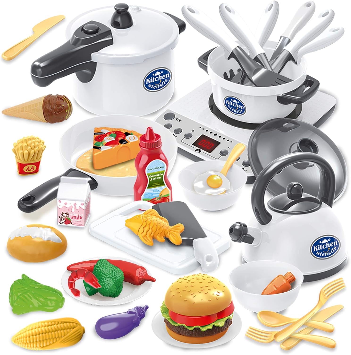 Kitchen Playset for Kids Toy Kitchen Sets for Girl Boy Toy Gift for 3 4 5 6 7+ Year Old Girl Boy Pack of 2