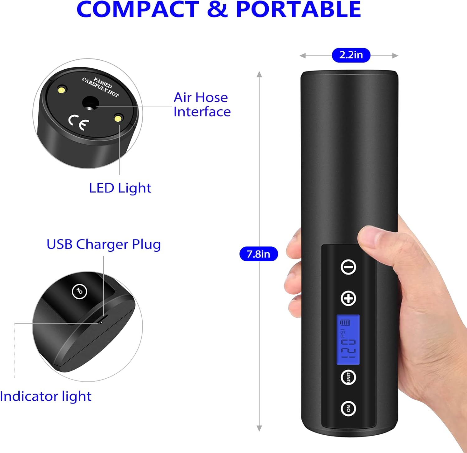 Tire Inflator Portable Small Air Compressor,Bicycle Pump Electric,Tire Pump,Air Pump for Car Tires Pack of 2
