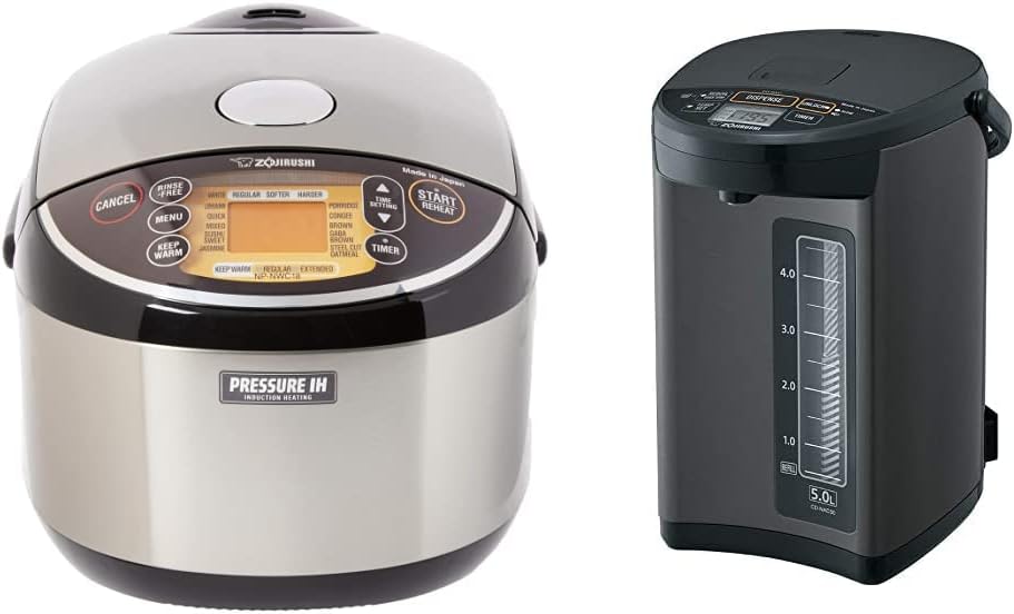 Zojirushi Pressure Induction Heating Rice Cooker & Warmer, 10 Cup, Stainless Black, Made in Japan