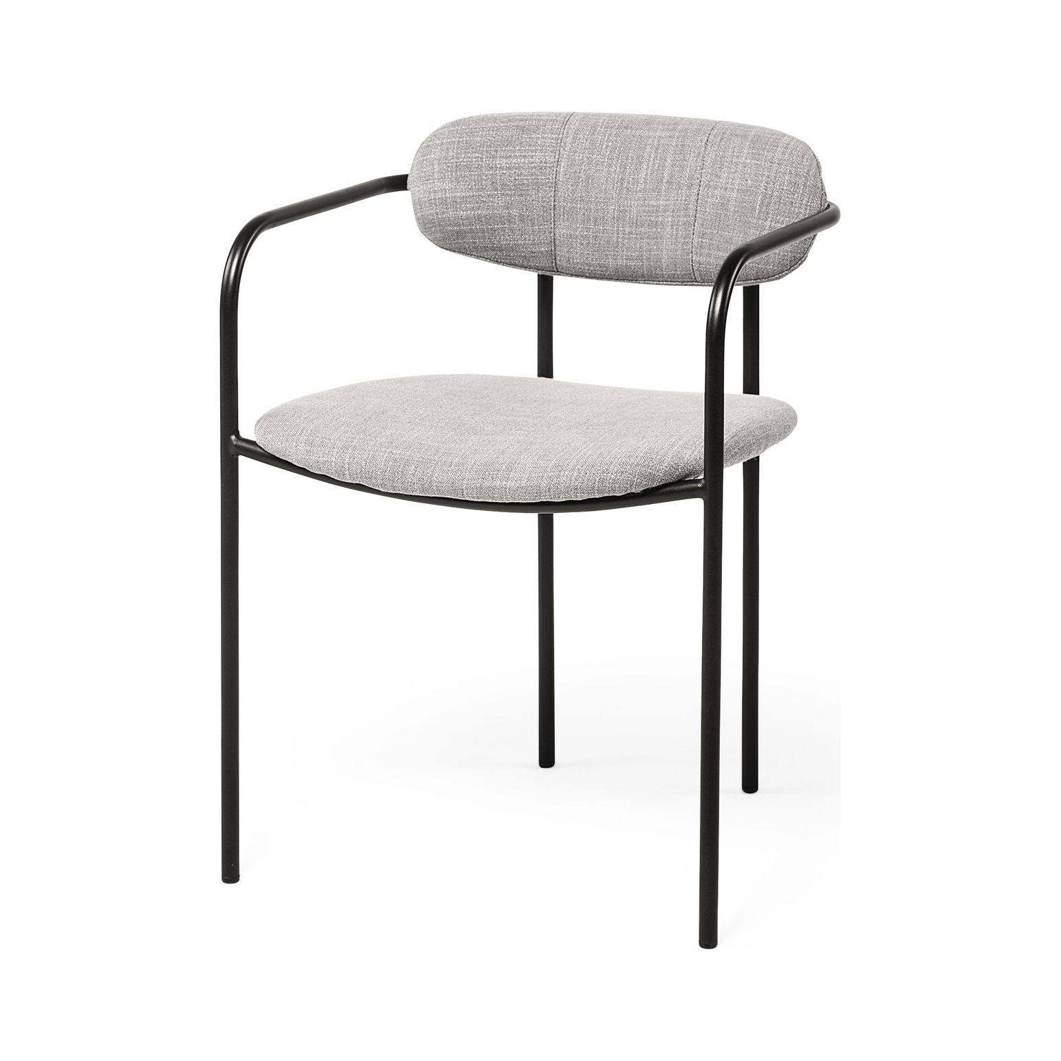 Parker Gray Fabric Seat Black Metal Dining Chair - Mercana 69358