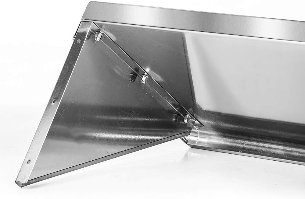 Stainless Steel Shelf 12 x 48 Inches, 280 lb, Commercial Wall Mount Floating Shelving for Restaurant, Kitchen, Home and Hotel Pack of 2