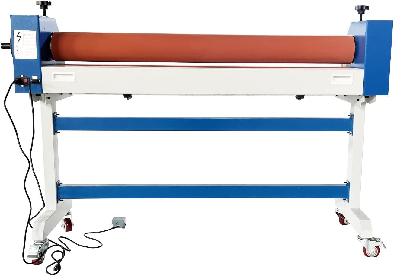 PreAsion Electric Manual Cold Laminator Machine 51Inch Automatic Large Vinyl Photo Film Cold Laminator Hand Crank Pressure Cold Roll Laminator with One Roll Cold Laminating Film for Home Office School