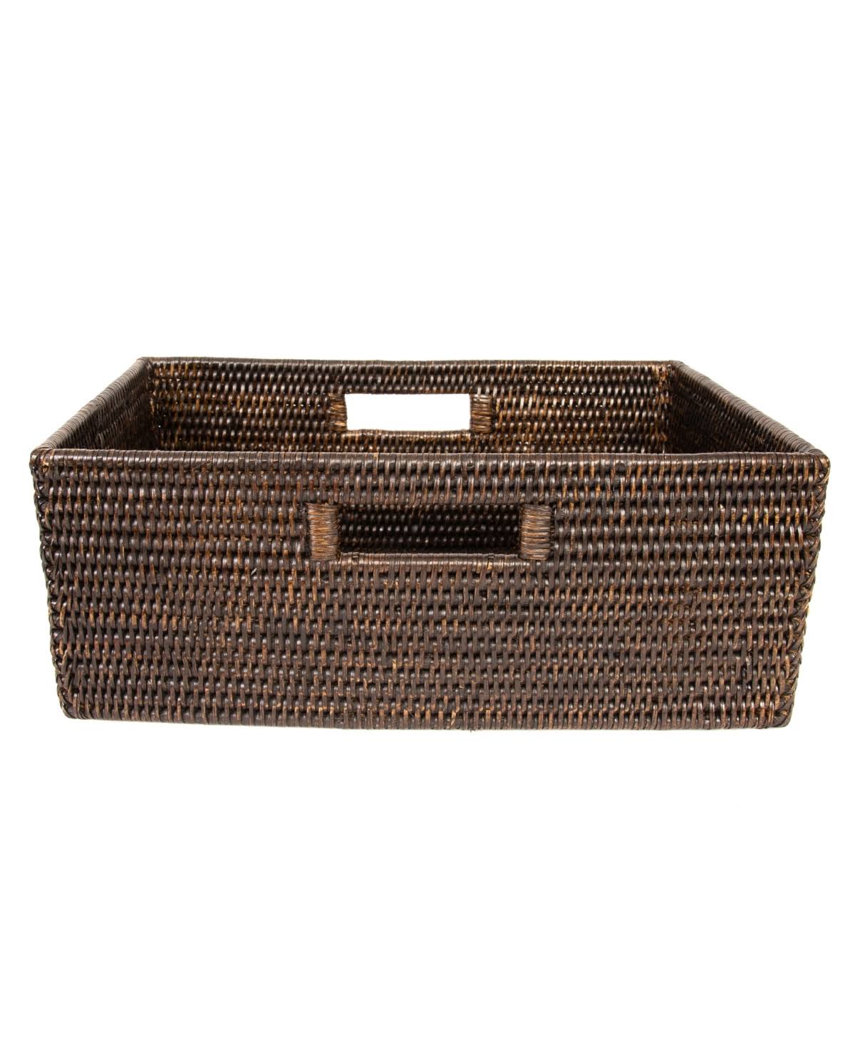 Artifacts Trading Company Rattan Rectangular Shelf Basket - Coffee Bea