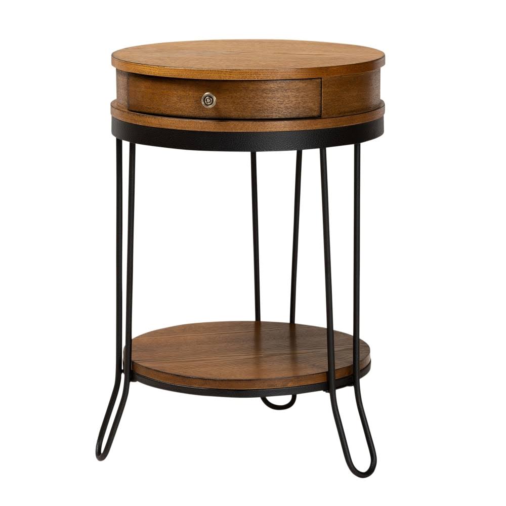 Baxton Studio Vintage Rustic Industrial 1-Drawer End Table, 25-7/16x22H x 16-15/16x22W x 15-15/16x22D, Walnut/Black