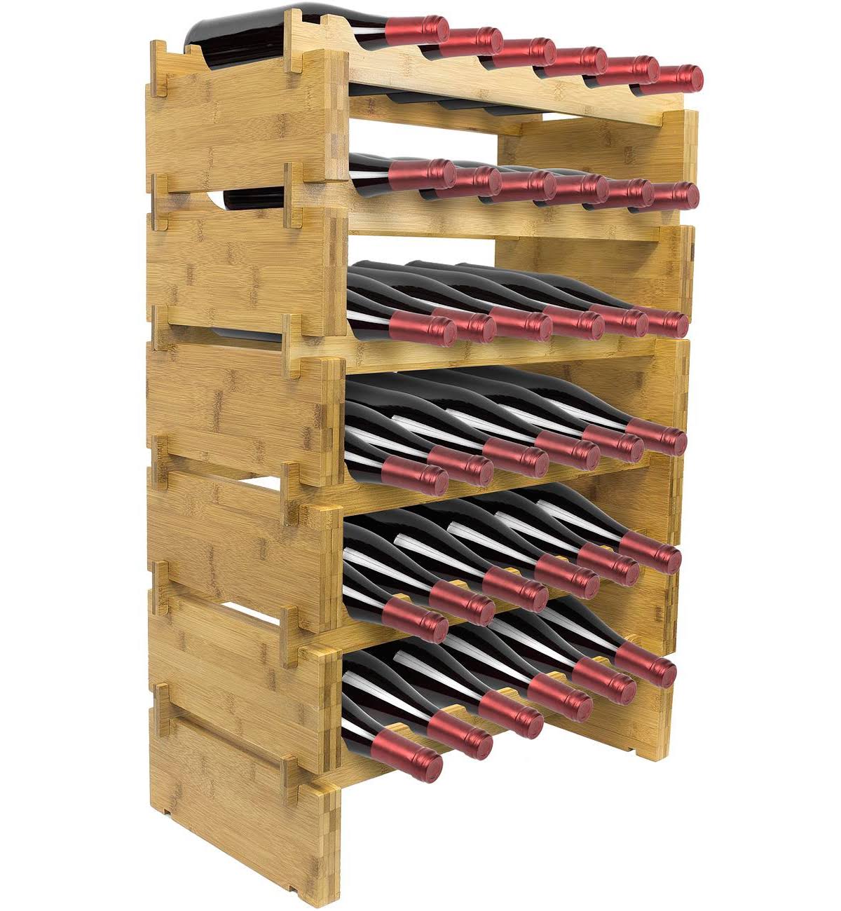 Sorbus 6-Tier Stackable Bamboo Wine Rack