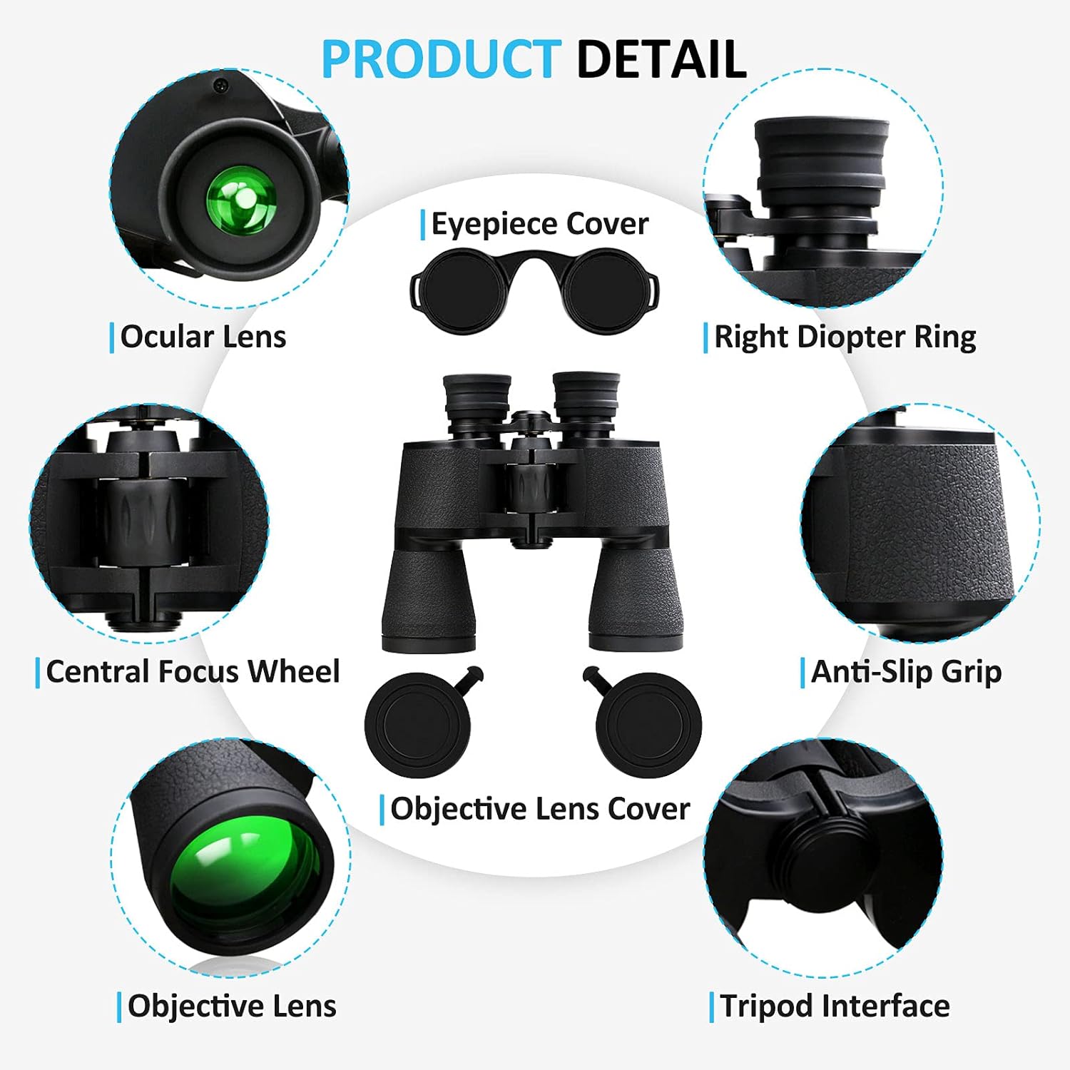 FULLJA 20x50 High Power Binoculars for Adult, Compact Binoculars with Clear Low Light Vision, Waterproof Binoculars for Bird Watching, Concerts, Travel, Hiking, Outdoor Sports