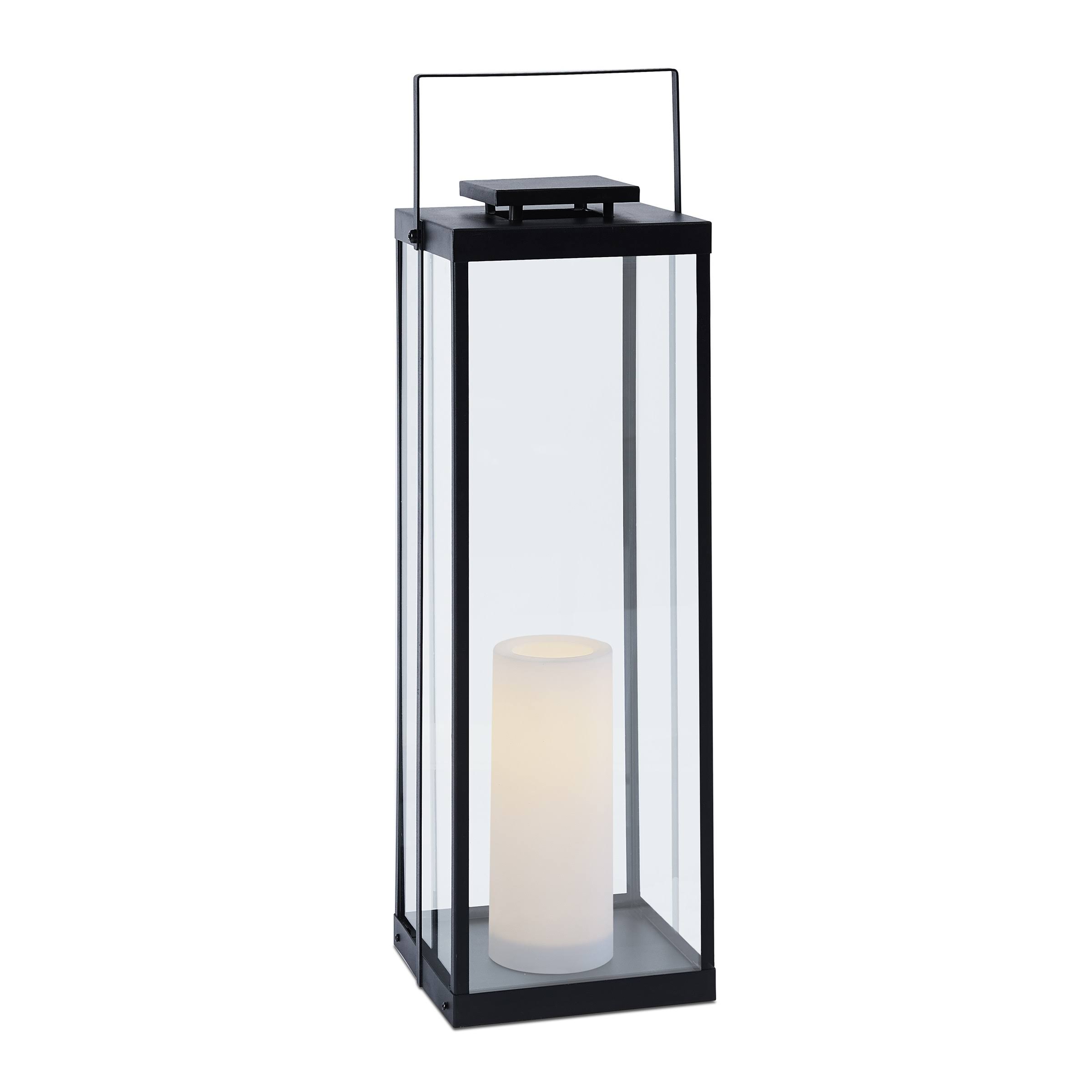 Real Flame La Sal 26x22 Lantern with Flameless Candle, Black
