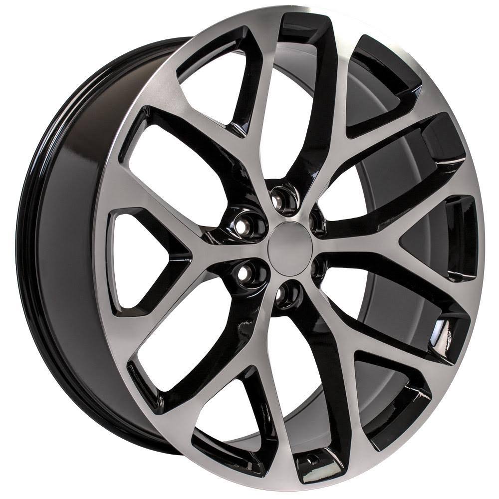 OE Wheels Fits Chevy Snowflake Wheel CV98 26x10 Black Mach&d Silverado Rim