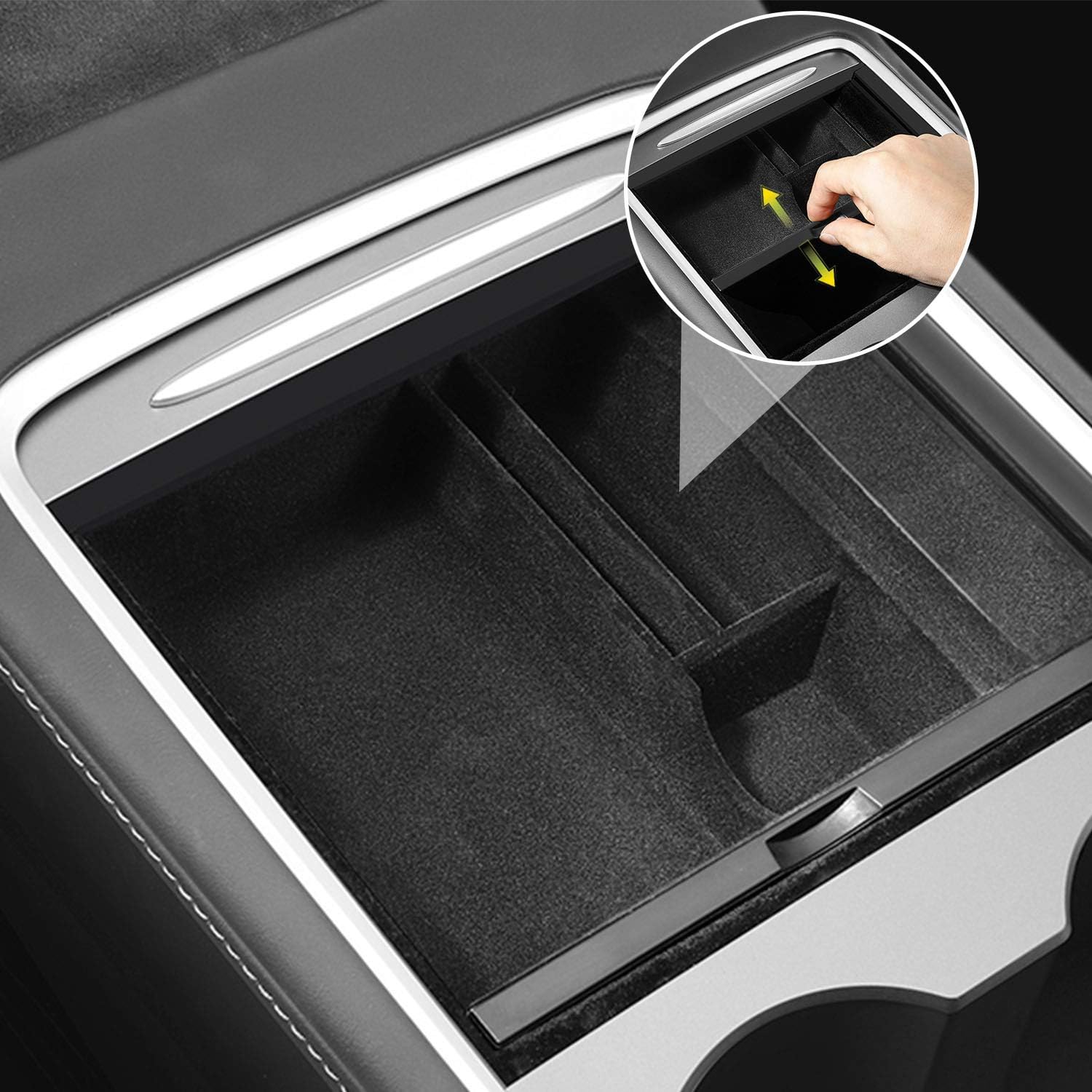 XTAUTO Center Console Organizer Tray Fit for 2021 2022 Tesla Model 3/Y Armrest Storage Box Cubby Drawer Container 2021 2022 Tesla Model 3 Model Y Accessories Interior Parts ABS Material