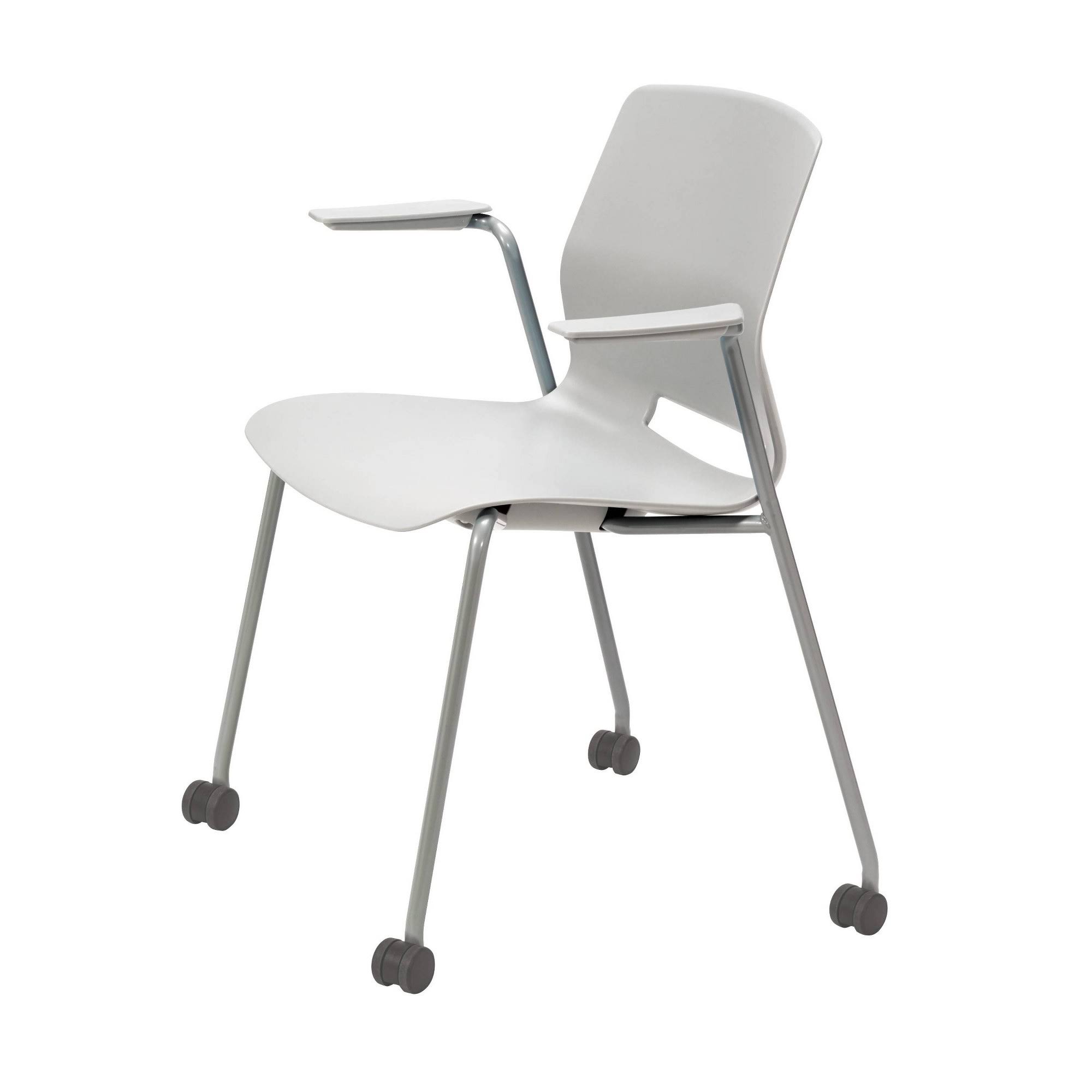 Olio Designs Lola Stacking Arm Chair with Casters, Light Grey, Gray