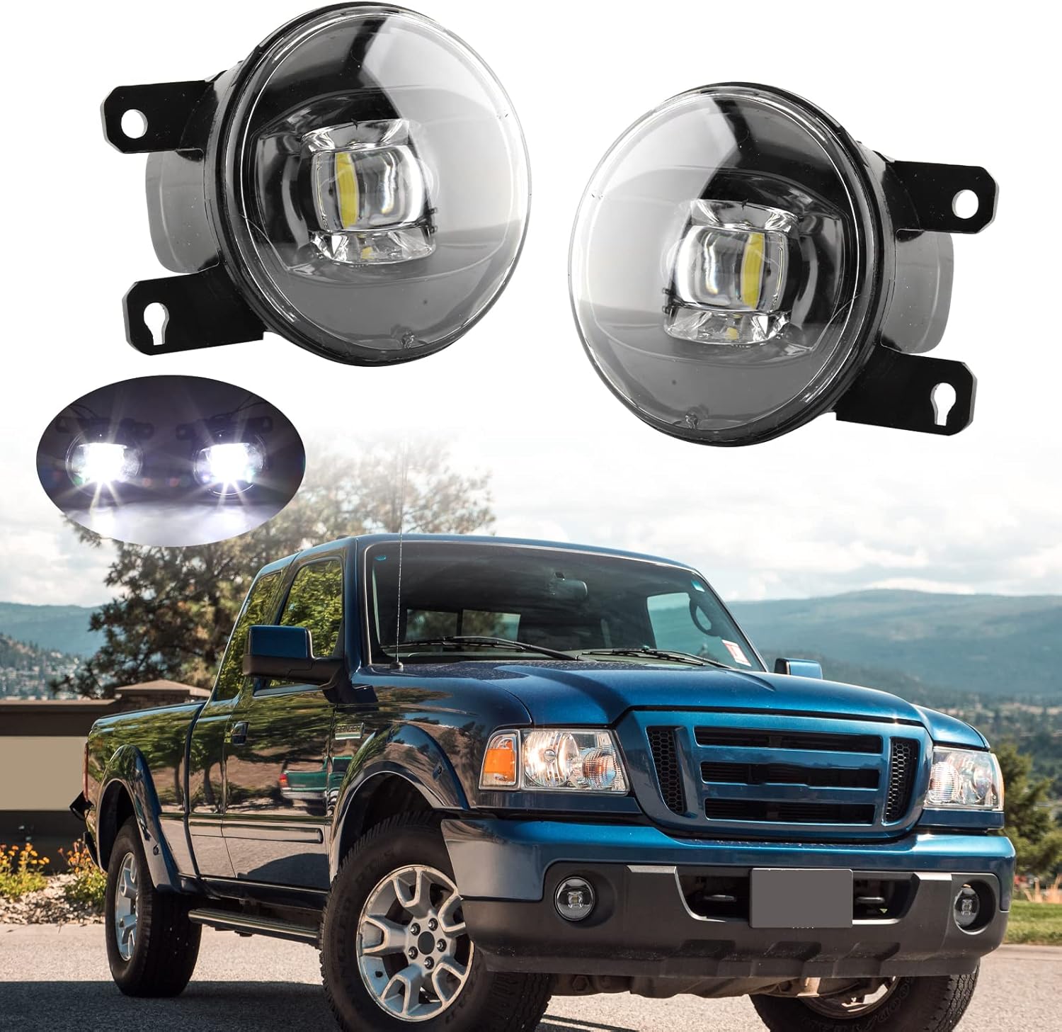 LED Fog Lights Compatible with Ford Focus Fusion Fiesta Mondeo Nissan Xterra Frontier Pathfinder Honda Civic Pilot Mitsubishi ASX L200 Triton Acura Suzuki Subaru Land Rover Ram