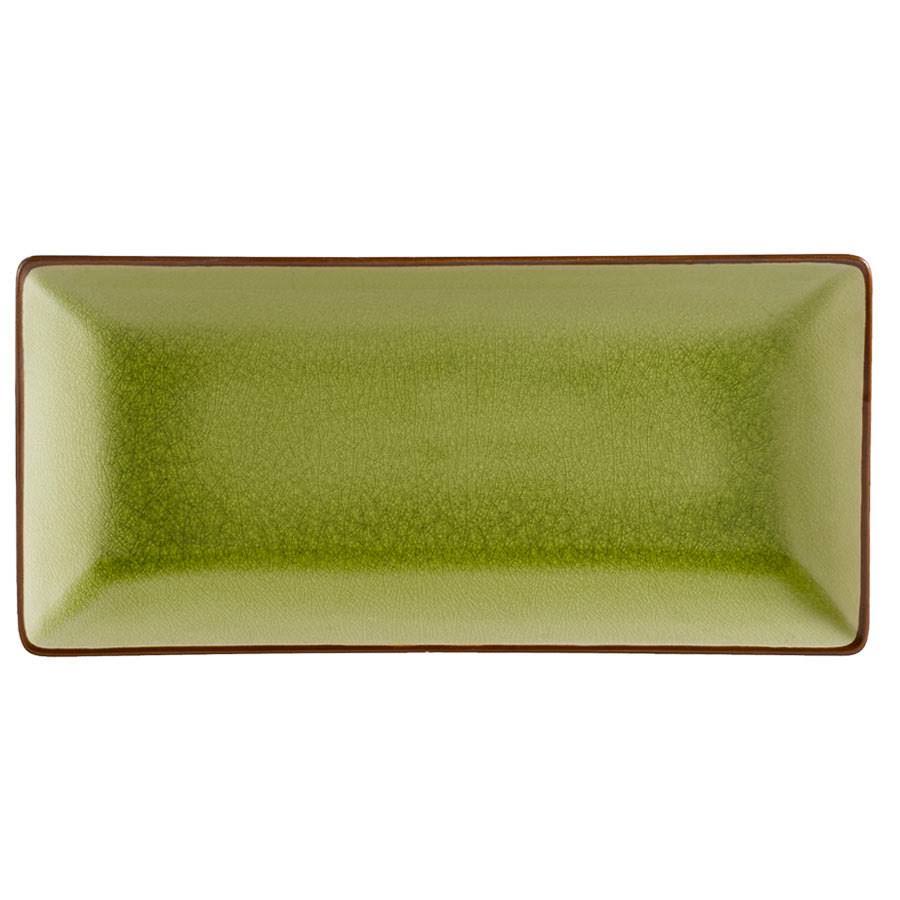 CAC China 666-13-G Japanese Style 11-1/2-Inch by 6-1/2-Inch Golden Green Rectangular Platter, Box of 12